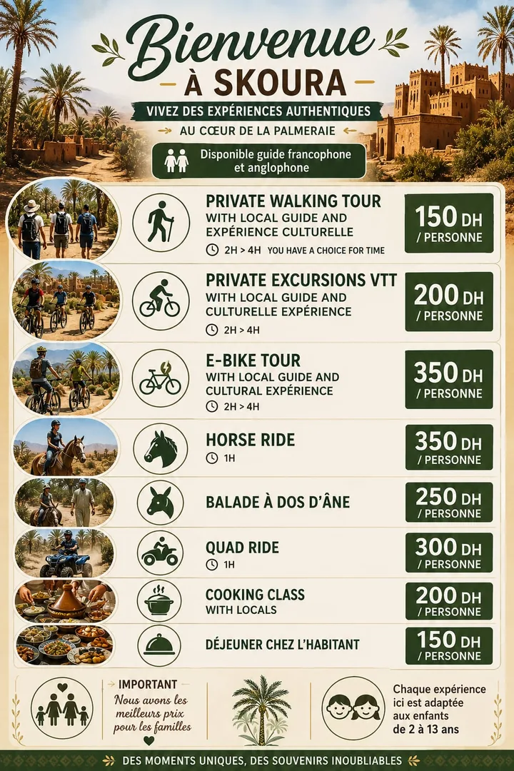 Skoura VTT Excursions activity and price poster